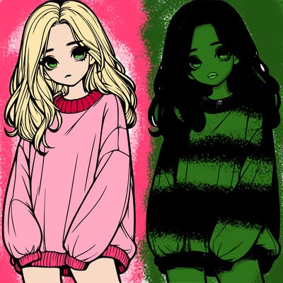 realistic girl with baggy sweater