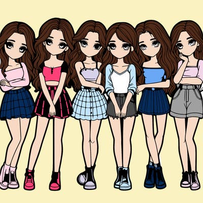 a group of girls realistic