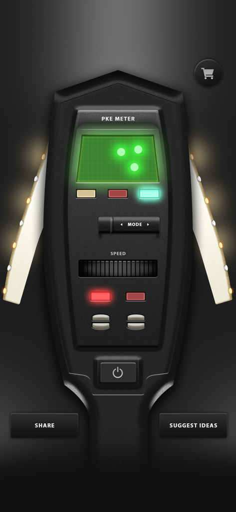 Ghost Detector - Haunted Radar - Una interfaz de medidor PKE de la aplicación Detector de Fantasmas que muestra entidades detectadas en una pantalla de radar verde.