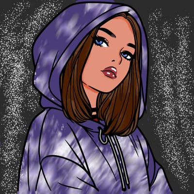a realistic girl in a hoodie