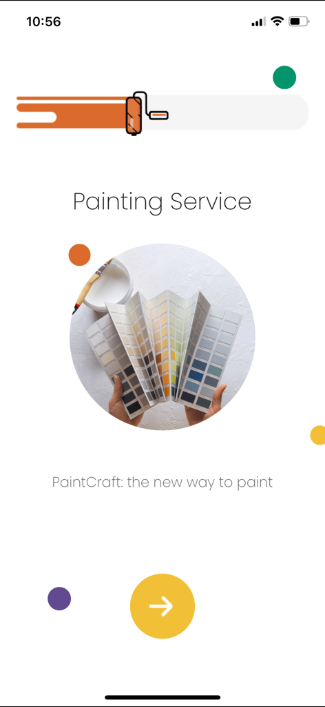 My Opus - Professional painting service screen in the My Opus app with color swatches