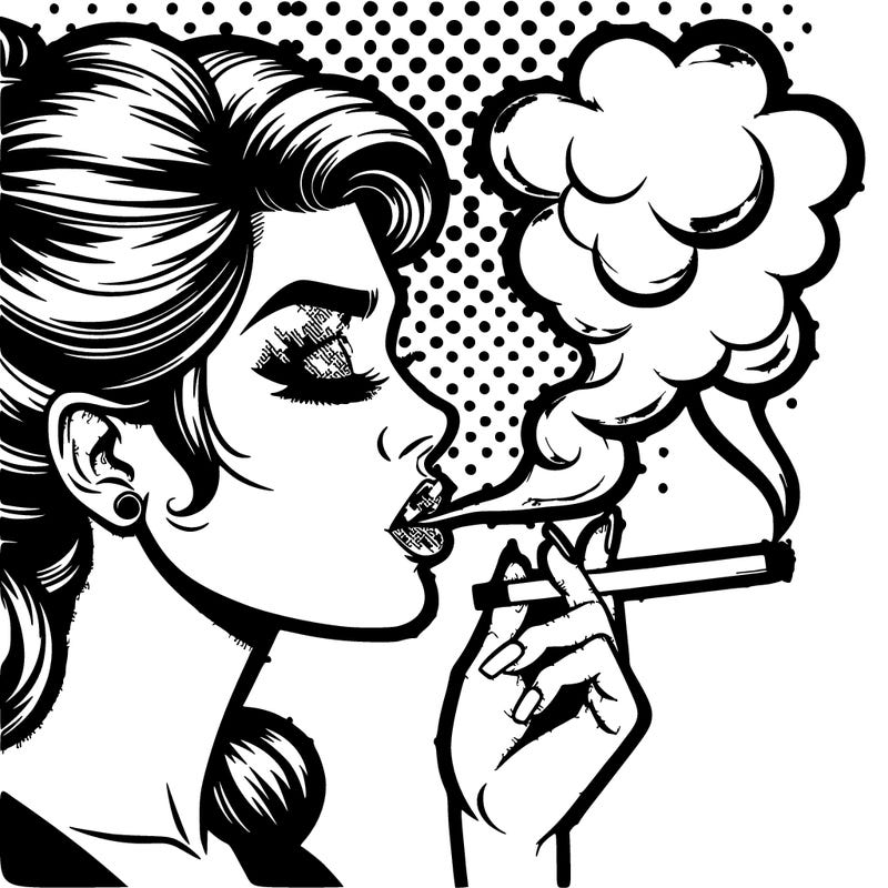 pop art girl smoking