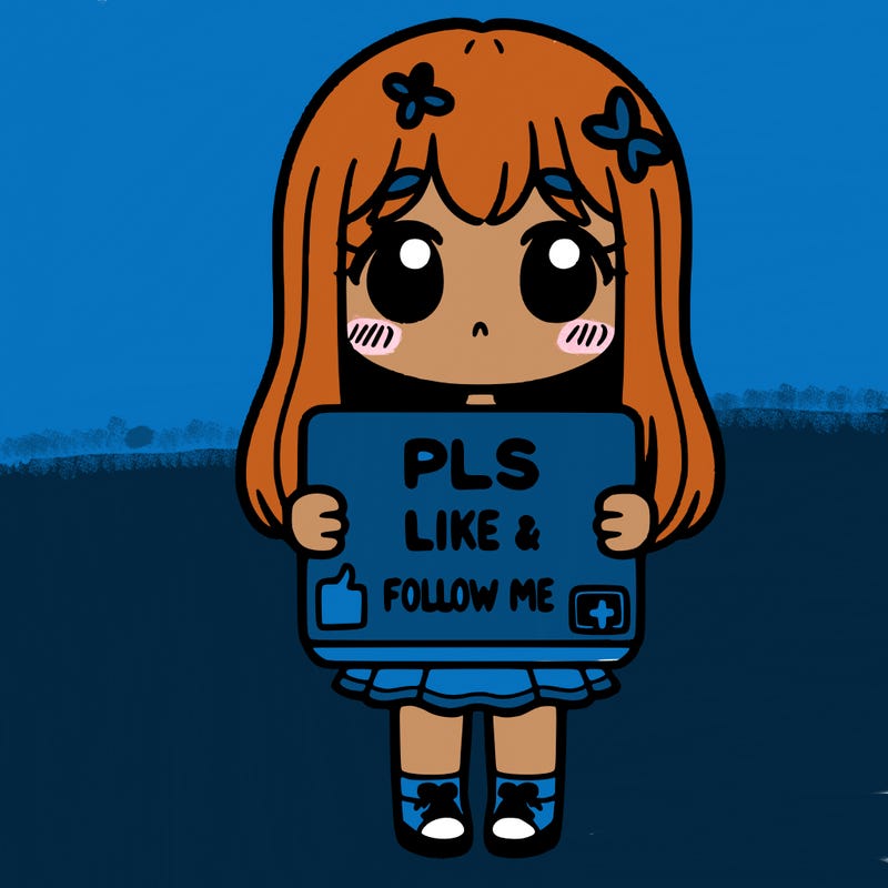 girl holding a sign that says pls like and follow me