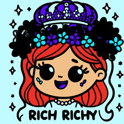 a really really really really rich girl with blue flowers on her crown
