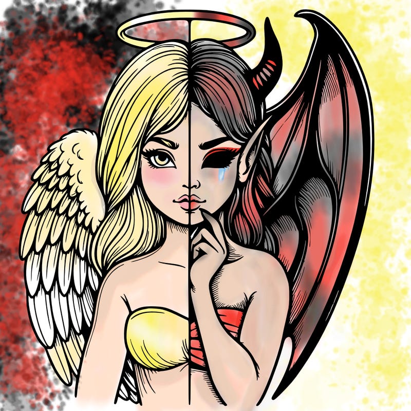 realistic angel half demon