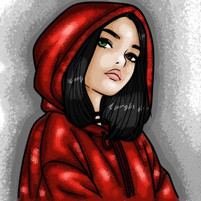 a realistic girl in a hoodie