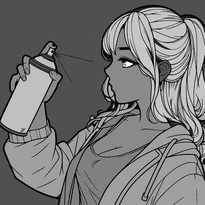 a realistic girl spray, painting