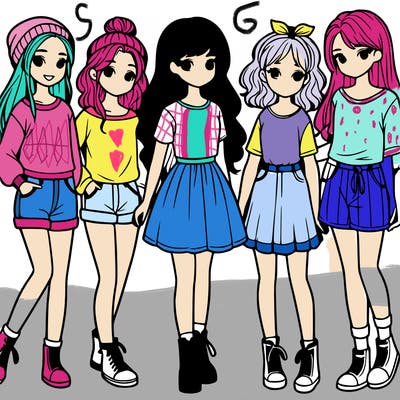 a group of five girls