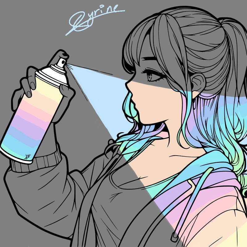 a realistic girl spray, painting