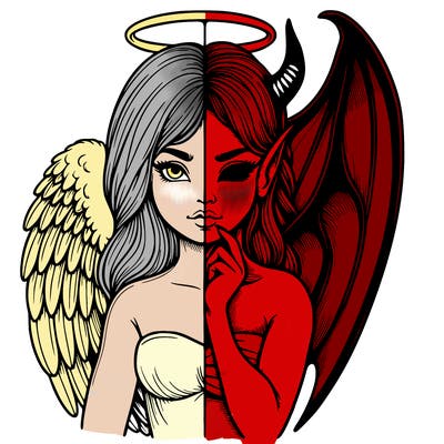 realistic angel half demon