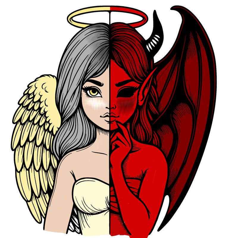 realistic angel half demon