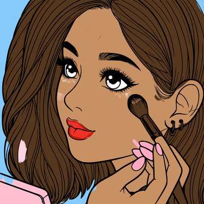 a realistic girl doing her makeup