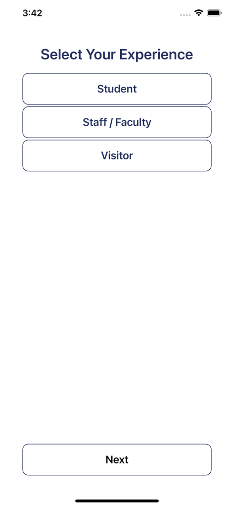 myUMT - myUMT app selection screen for Student Staff Faculty and Visitor roles