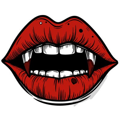 lips with vampire teeth