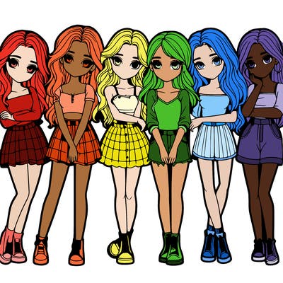 a group of girls realistic