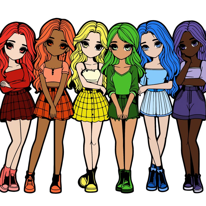 a group of girls realistic