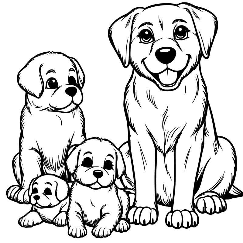 realistic dog with puppies