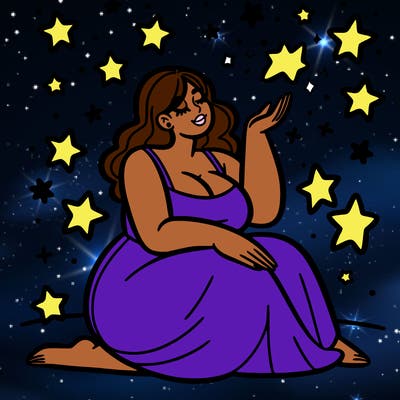 plus size woman looking at stars