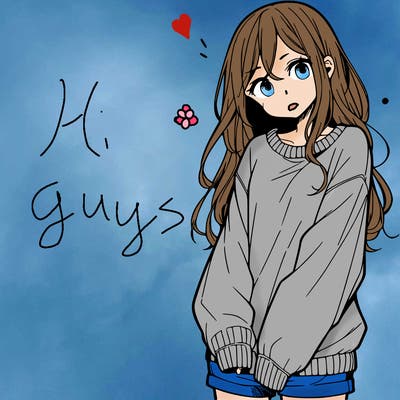 manga teen girl  in a sweater and baggy pants