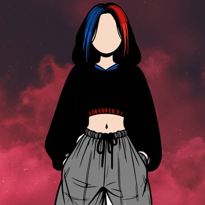realistic girl faceless with baggy pants and a crop top