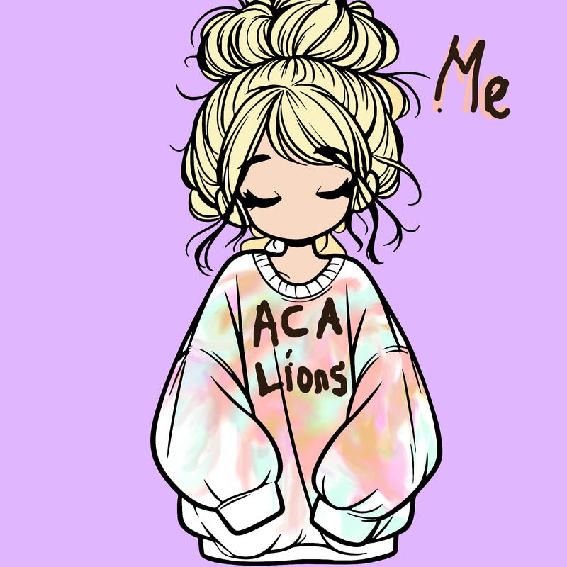 girl with baggy sweatshirt and messy bun