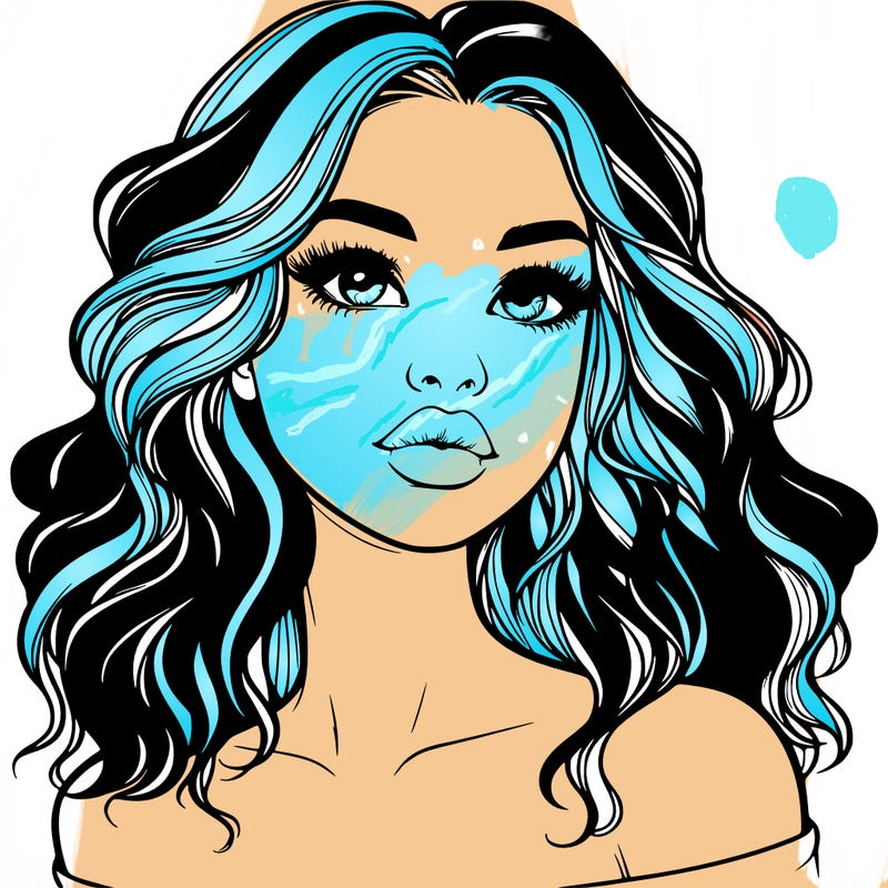 realistic girl with wavy hair and lips