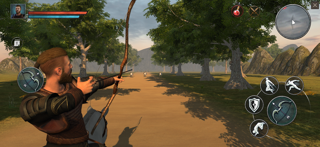 Ertugrul Gazi 2: Sword Games - 3D歴史ゲーム環境で、馬に乗りながら弓矢を構えるエルトゥールル