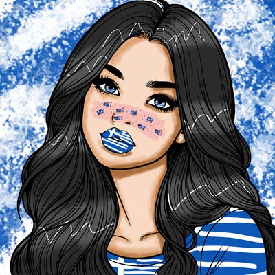 realistic girl with hair on her hair and lips