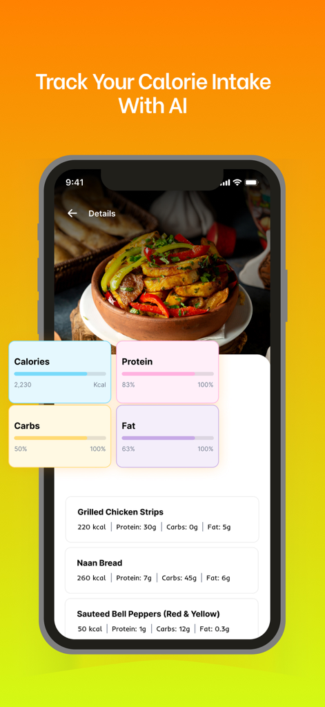 Cal Diet - AI Calorie Tracker - Cal Diet app screen displaying calories and macro breakdown for a tracked meal