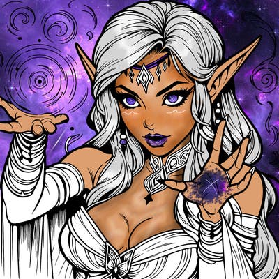 realistic scary beautiful elf sorceress casting spell
