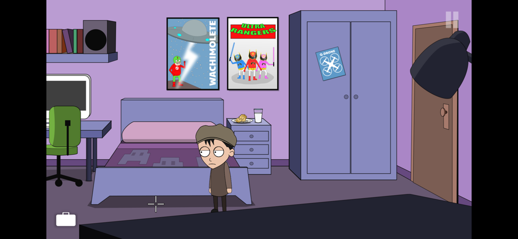 Johnny Bonasera 1 - Johnny Bonasera character in a detailed 2D cartoon bedroom scene