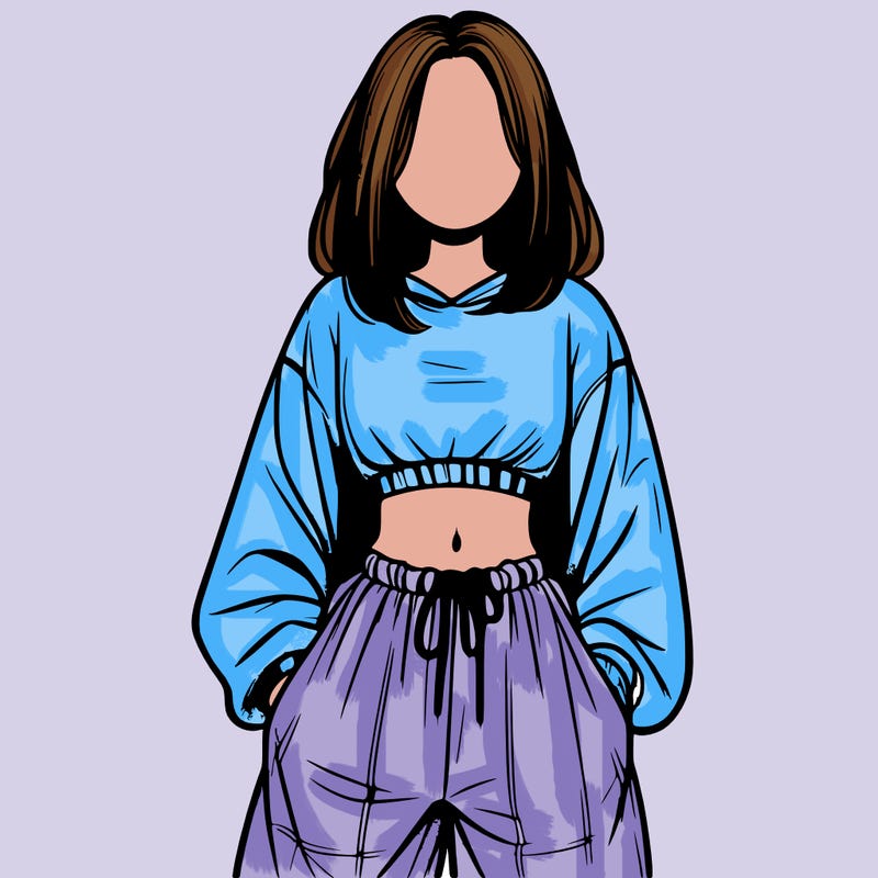 realistic girl faceless with baggy pants and a crop top