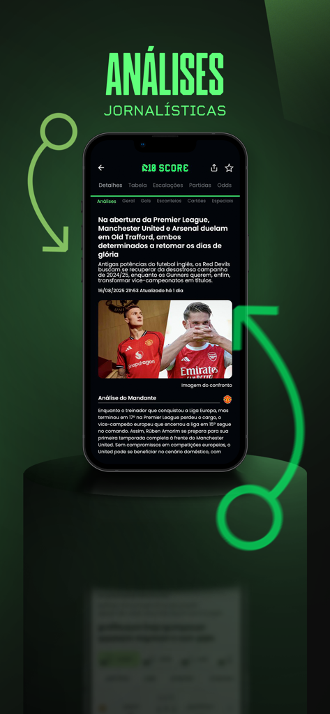 R10 Score - Live Scores - R10 Score app interface displaying specialized soccer journalistic analysis and match previews