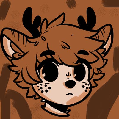 a humanoid deer with soft fluffy ears