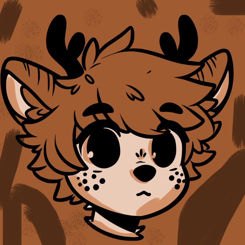 a humanoid deer with soft fluffy ears