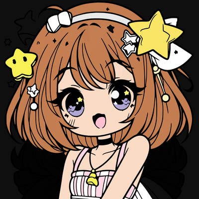 cute anime girl with star accessories