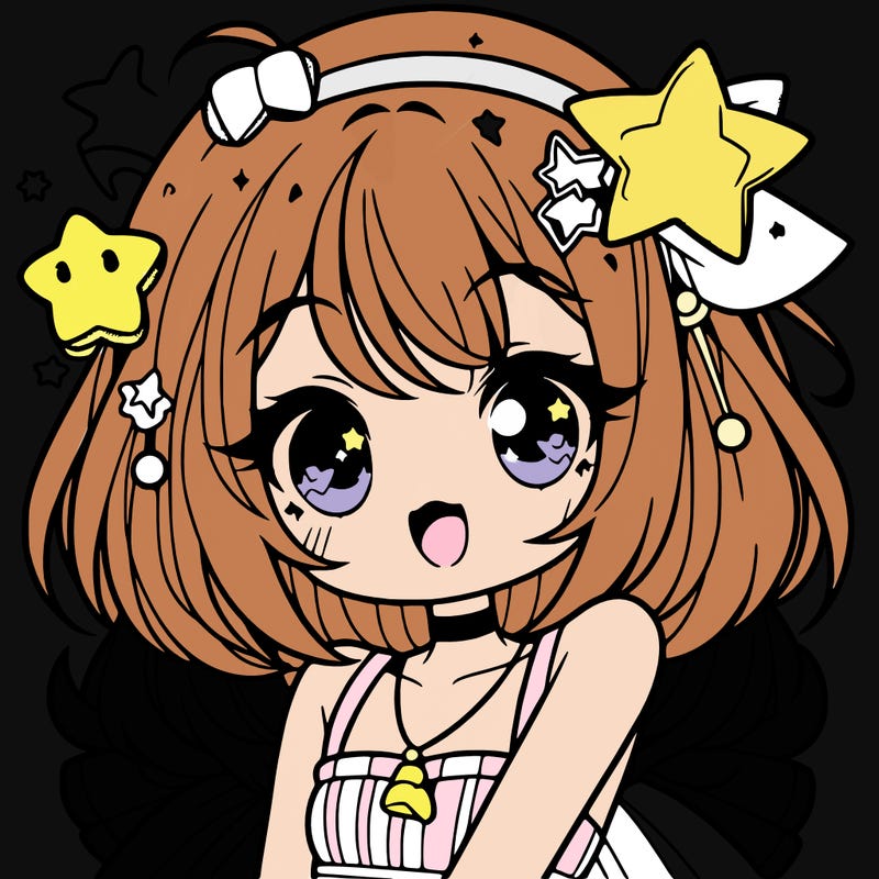cute anime girl with star accessories