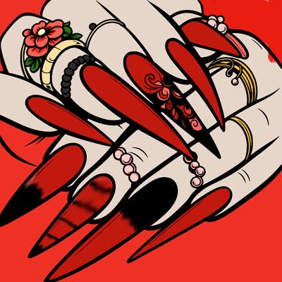 long nails with a design