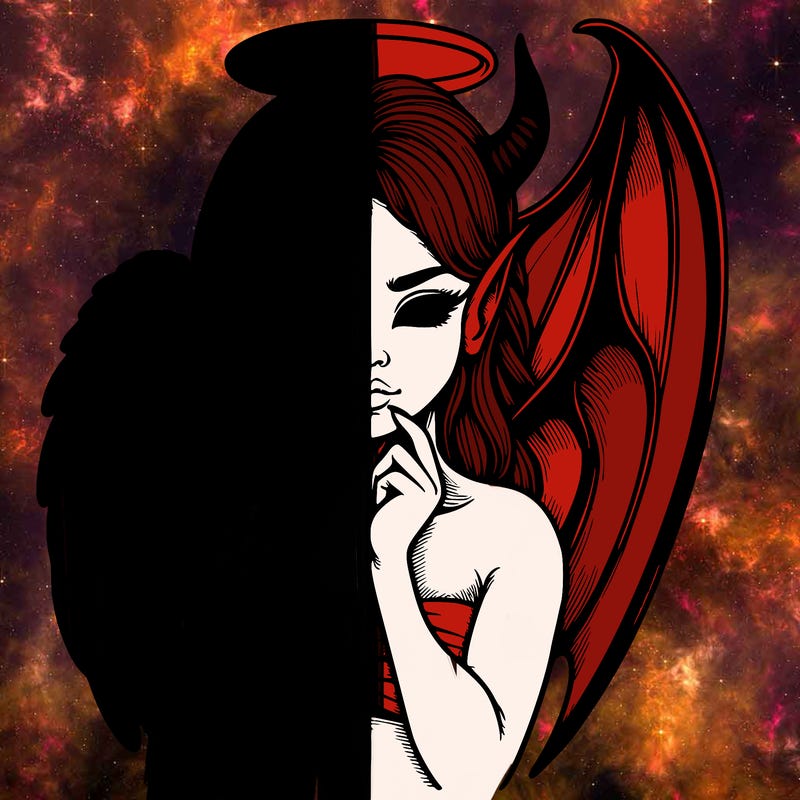 realistic angel half demon