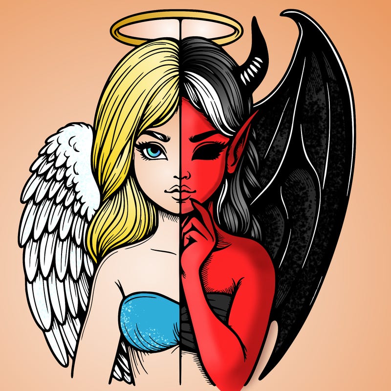 realistic angel half demon