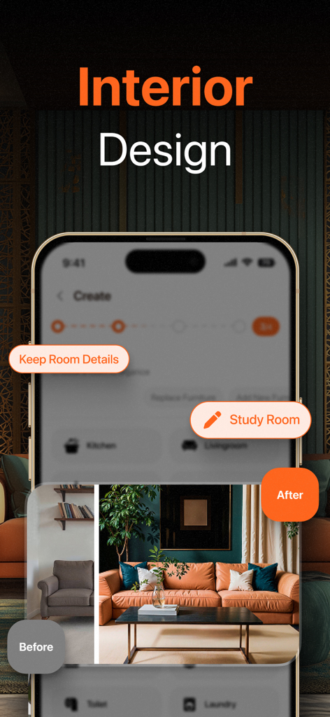 AI Home Design - Homely AI - Before and after AI interior design transformation of a modern living room