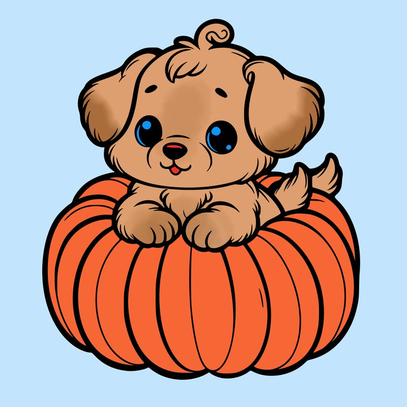 cute little puppy in a pumpkin