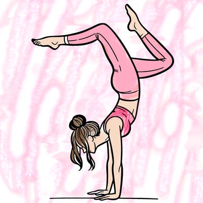 a woman doing a handstand