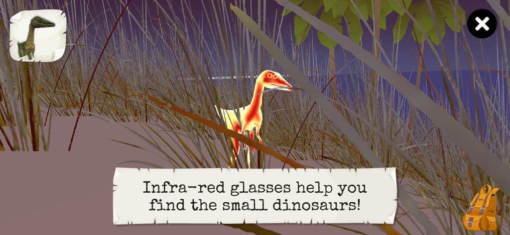 Dinosaur & Prehistoric Animal - 4DKid Explorer 앱에서 적외선 안경을 사용하여 작은 공룡 찾기