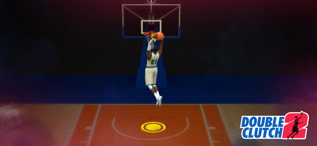 Arcade basketball player performing a slam dunk in DoubleClutch 2