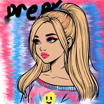 realistic girl with a high ponytail