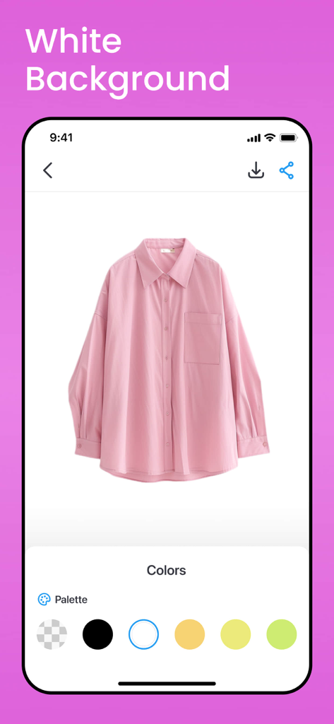 Pink shirt with a clean white background created using the AI photo editing tool