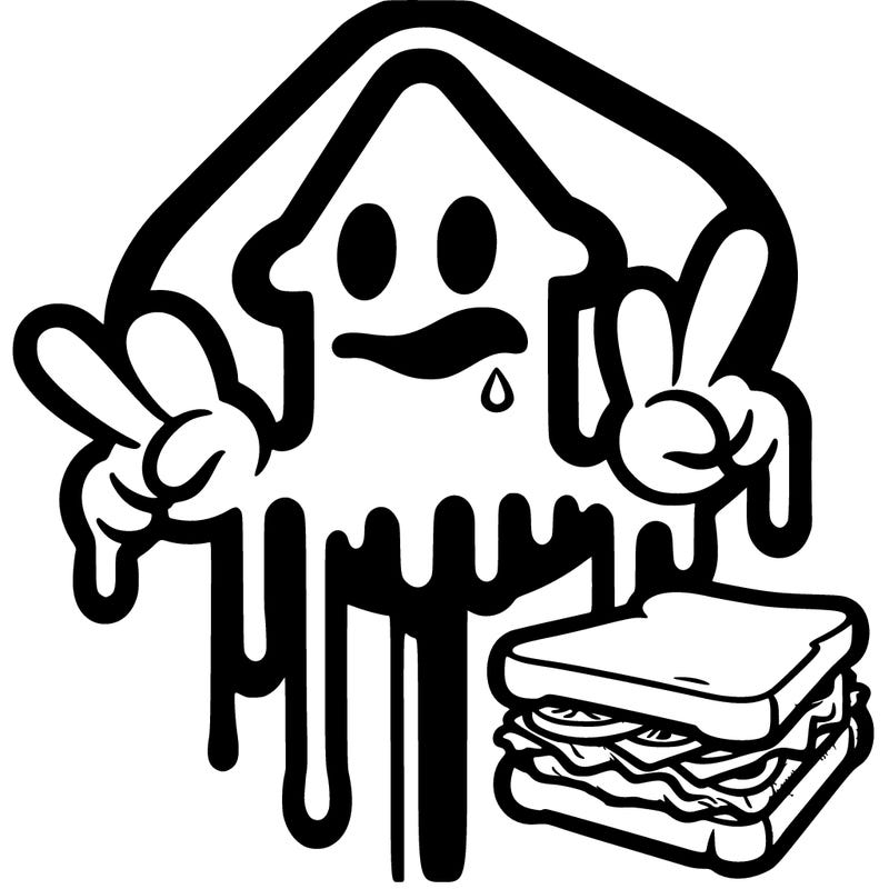 dripping sign of gnarly and a sandwitch