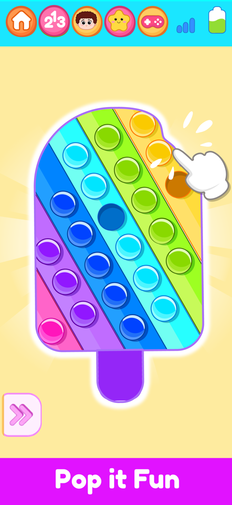 Colorful rainbow popsicle shaped pop it sensory toy for toddlers