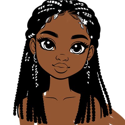 a realistic black girl with braids